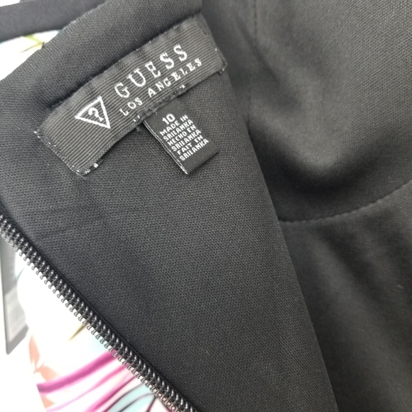 GUESS Printed Bodycon Sleeveless Dress Ivory Green Blue Women's 10 - Picture 5 of 9